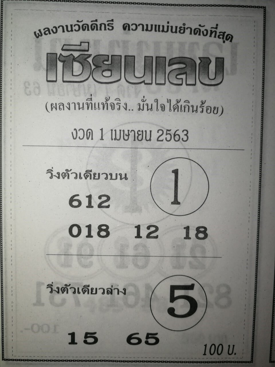หวยเซียนเลข 2/5/63